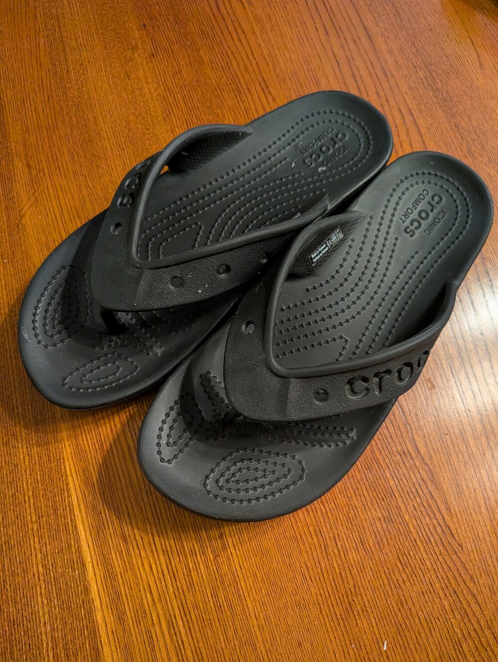 Crocs Flip Flops, Black, M5, W7